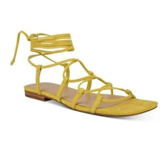 NWOT Marc Fisher Yellow Mahalia Ankle Wrap Sandals Size 10 - Picture 1 of 9